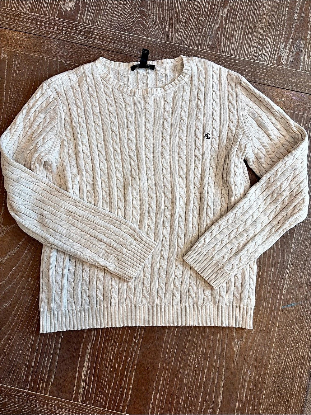 Lauren Ralph Lauren Cable Knit Crewneck Cotton Sweater XL